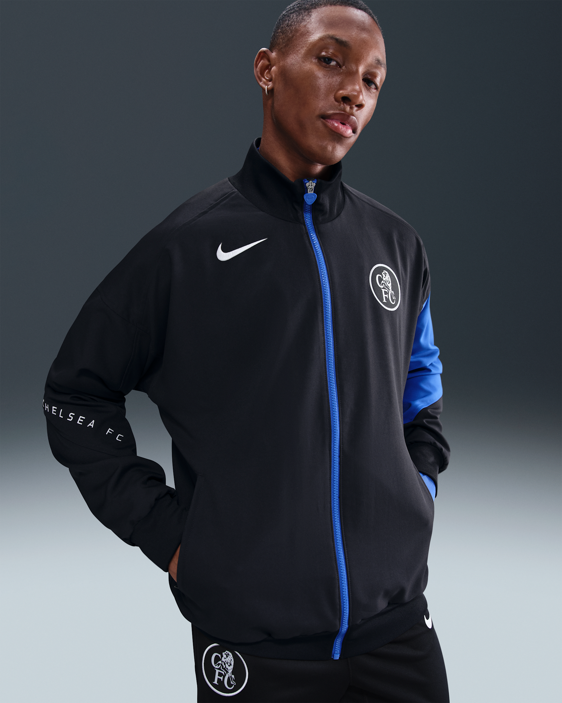 CHELSEA FC ナイロンジャケット ブラック Chelsea FC Strike Third Men's Nike Dri-FIT Total 90 Soccer